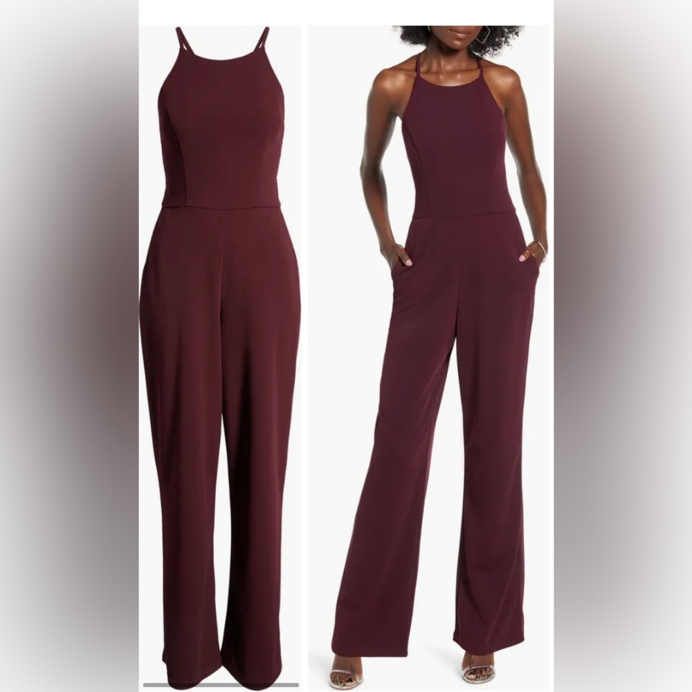 Stunning SPEECHLESS brand lace back burgundy jumpsuit from NORDSTROM! Size LARGE